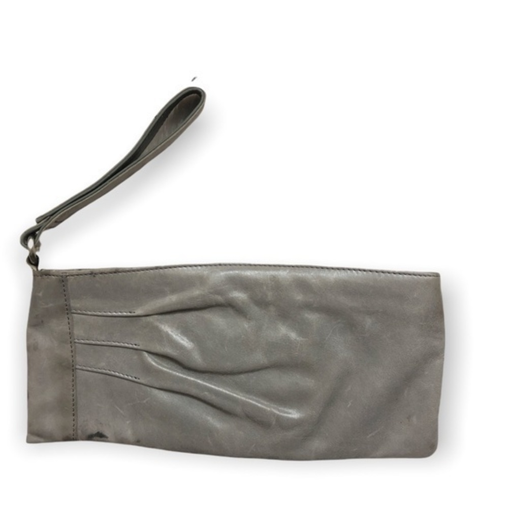 Hobo gray leather wristlet clutch bag
